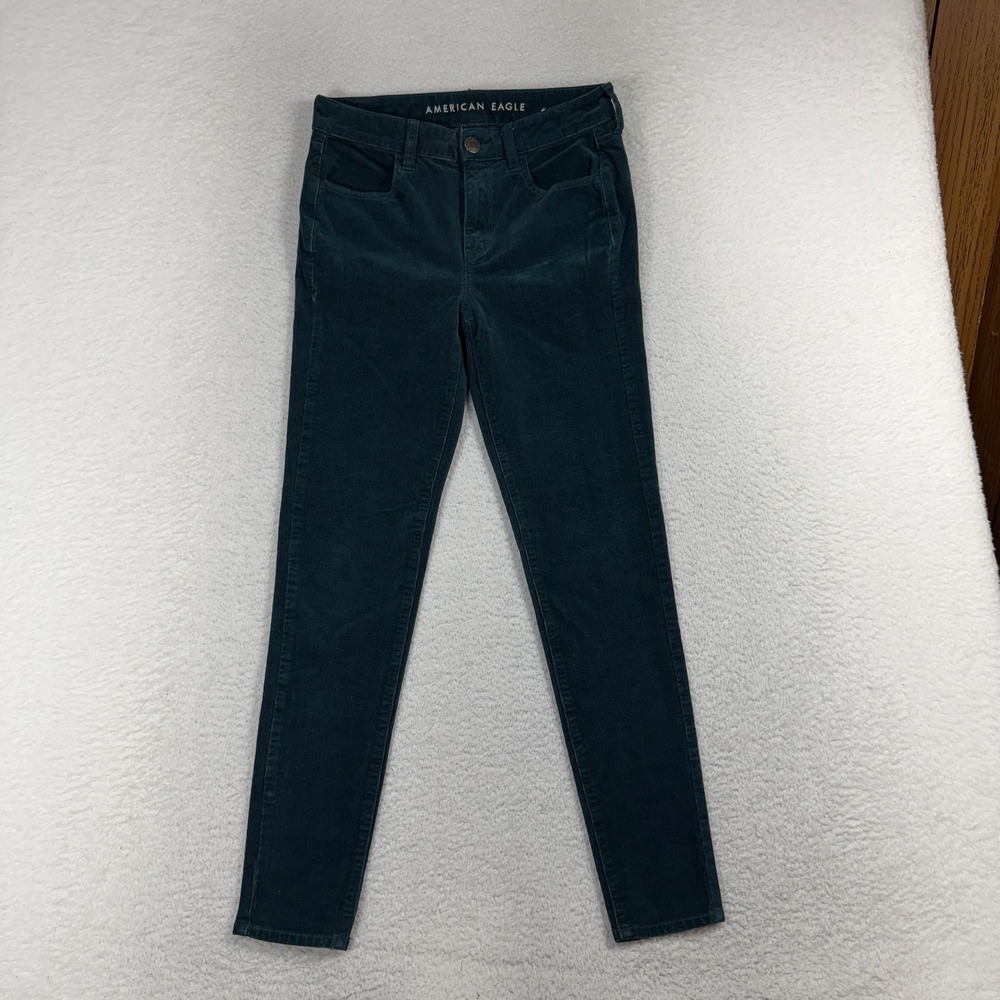 American Eagle Corduroy High Rise Jegging Pant Womens 4 28x28 Dark Teal Stretch